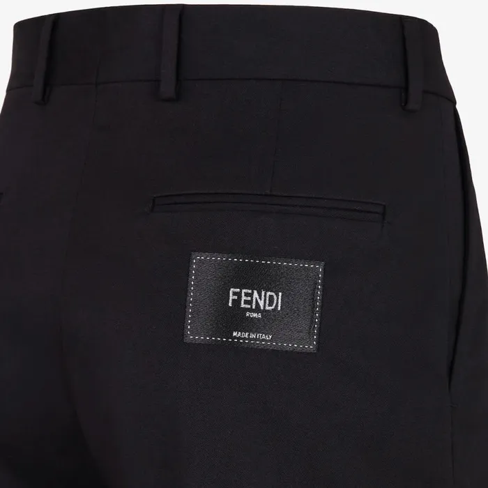 Man Black Gabardine Trousers Black Fendi Denim and Trousers