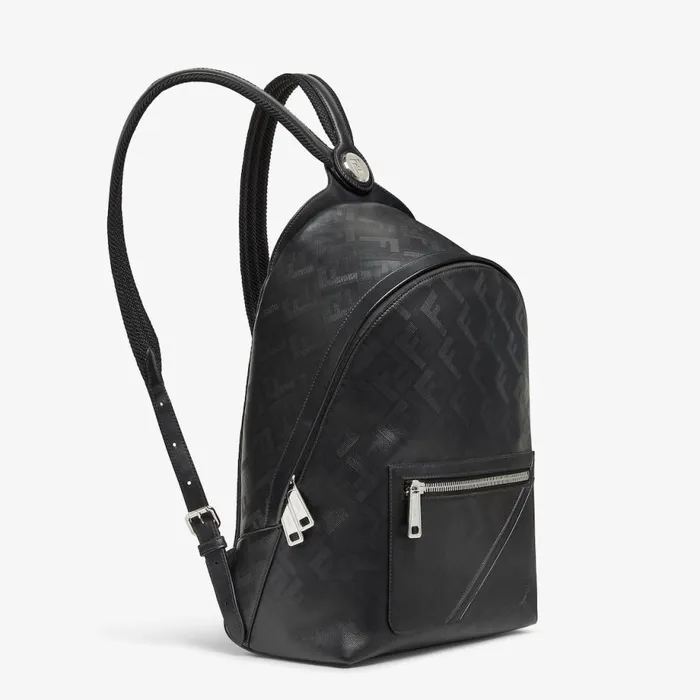 Man Black Leather Backpack Black Fendi Backpacks