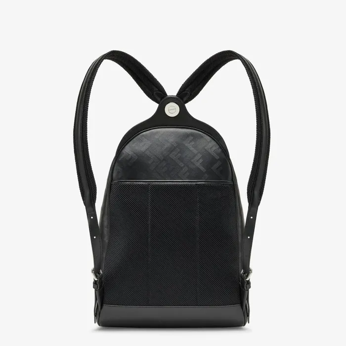 Man Black Leather Backpack Black Fendi Backpacks