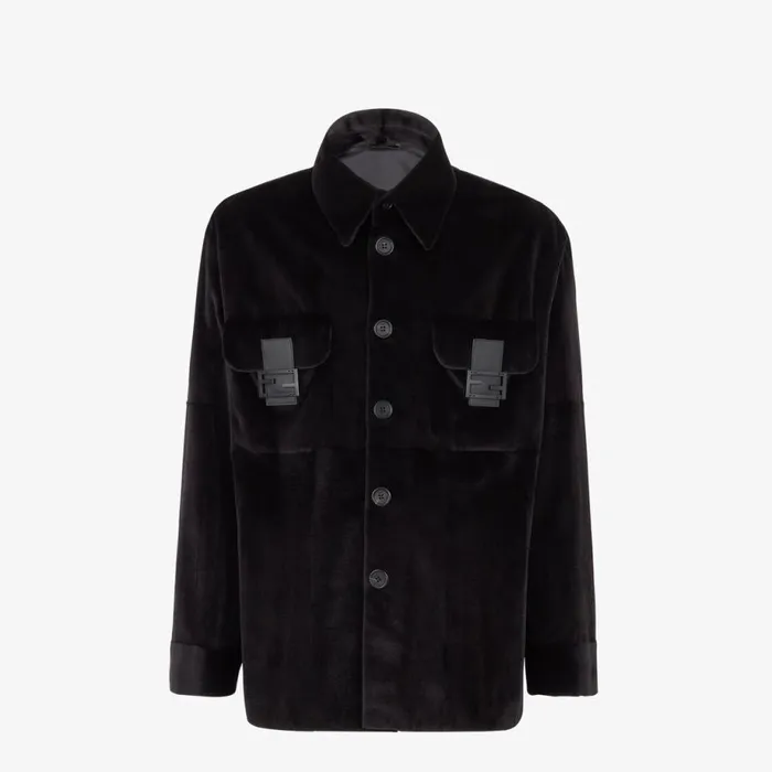 Man Black Mink Jacket Black Fendi Coats and Outerwear
