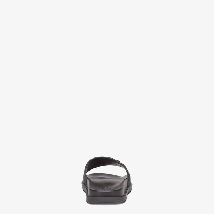 Man Black Rubber Slides Black Fendi Slides and Sandals