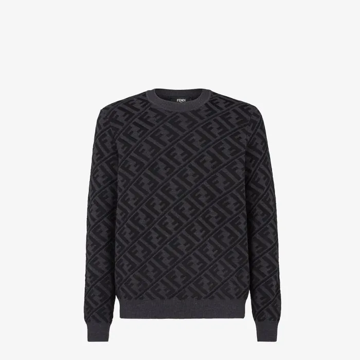 Man Black Wool Pullover Black Fendi Knitwear