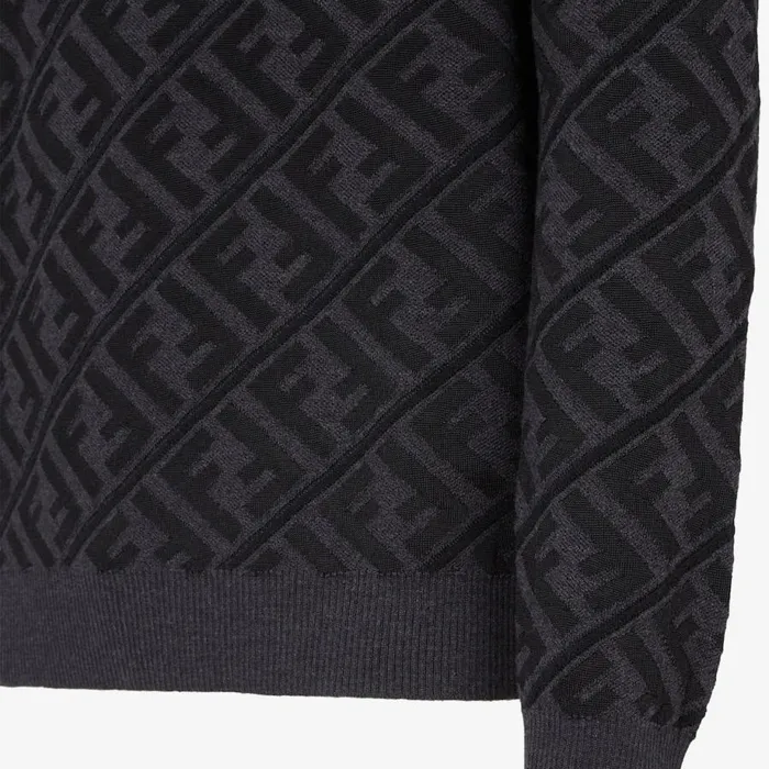 Man Black Wool Pullover Black Fendi Knitwear
