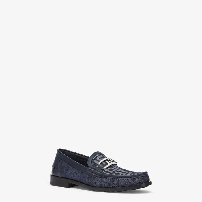 Man Blue Denim Loafers Blue Fendi Loafers and Mocassins