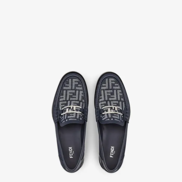 Man Blue Denim Loafers Blue Fendi Loafers and Mocassins