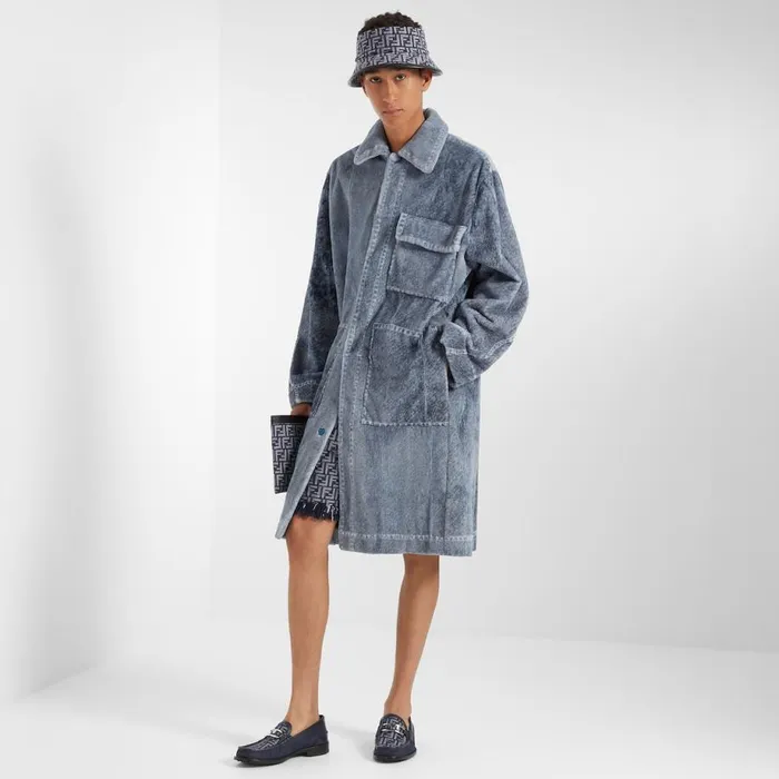 Man Blue Denim Loafers Blue Fendi Loafers and Mocassins