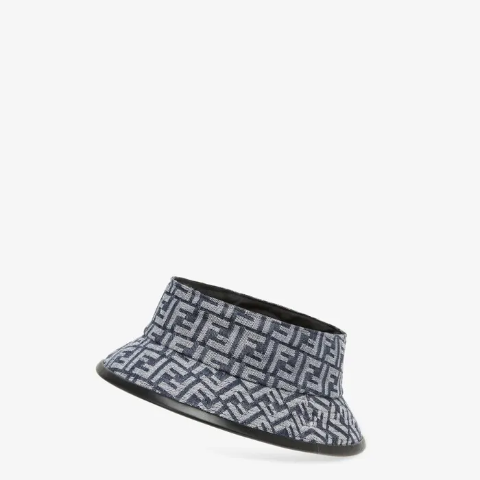 Man Blue Ff Denim Visor Blue Fendi Hats and Gloves
