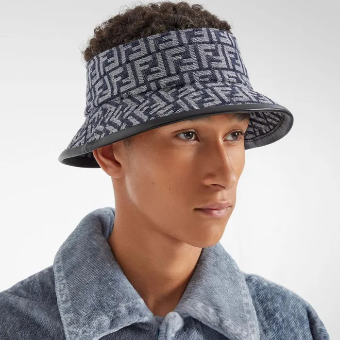 Man Blue Ff Denim Visor Blue Fendi Hats and Gloves