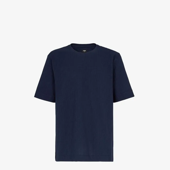 Man Blue Piqu TShirt Blue Fendi Tshirts and Polos