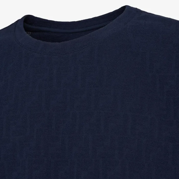 Man Blue Piqu TShirt Blue Fendi Tshirts and Polos