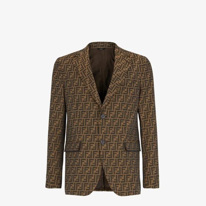 Man Brown Fabric Blazer Brown Fendi Jackets and Suits