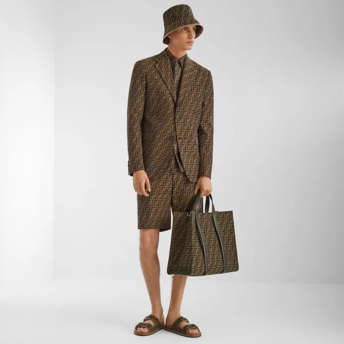 Man Brown Fabric Blazer Brown Fendi Jackets and Suits