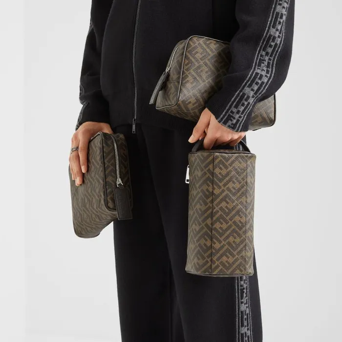 Man Brown Fabric MakeUp Bag Brown Fendi Travel and Lifestyle