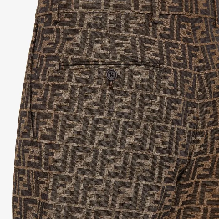 Man Brown Fabric Trousers Brown Fendi Denim and Trousers