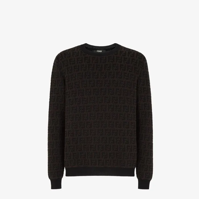 Man Brown Ff Knitted Pullover Multicolour Fendi Sweatshirts