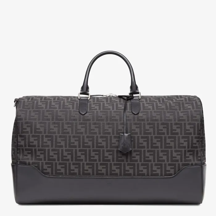 Man Ff Jacquard Fabric Large Bag Grey Fendi Travel Bags