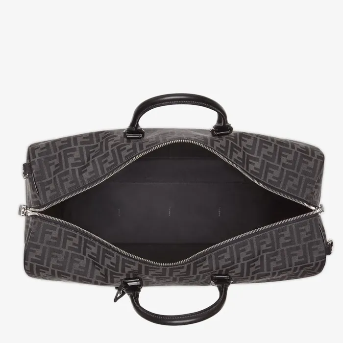 Man Ff Jacquard Fabric Large Bag Grey Fendi Travel Bags