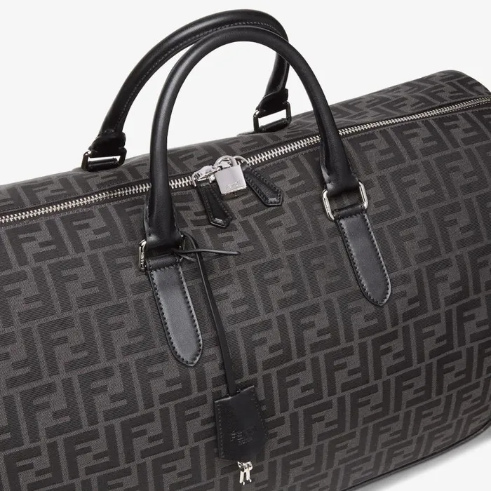 Man Ff Jacquard Fabric Large Bag Grey Fendi Travel Bags