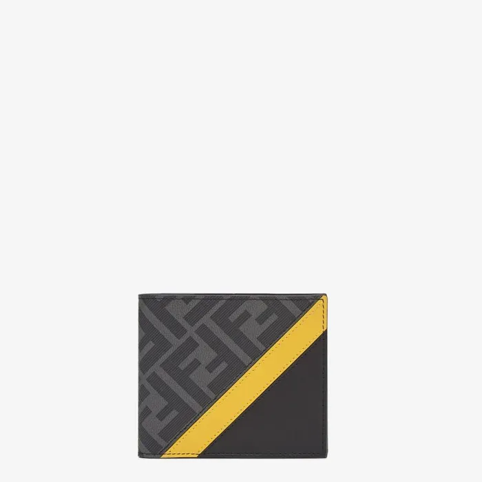 Man Grey Fabric BiFold Wallet Grey Fendi Wallets