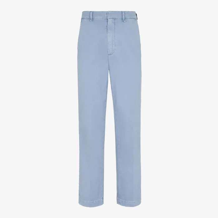 Man Light Blue Gabardine Trousers Light Blue Fendi Coordinated Sets