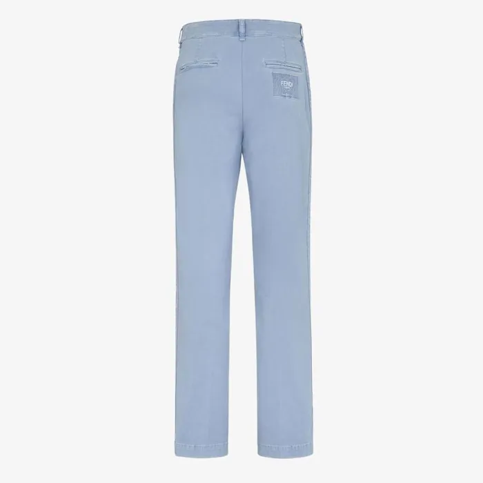 Man Light Blue Gabardine Trousers Light Blue Fendi Coordinated Sets