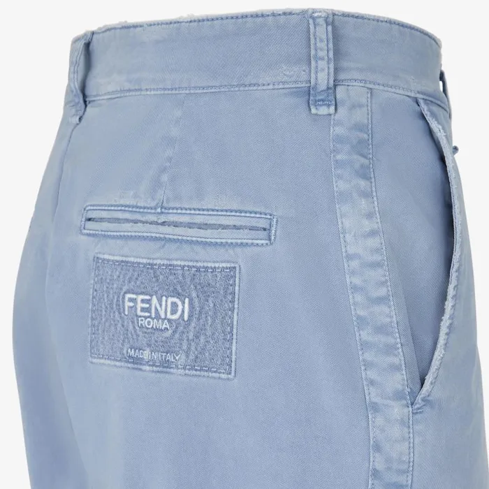 Man Light Blue Gabardine Trousers Light Blue Fendi Coordinated Sets
