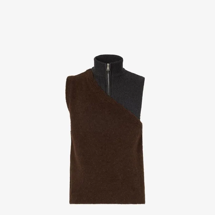 Man Multicolour Alpaca And Wool Gilet Multicolour Fendi Knitwear