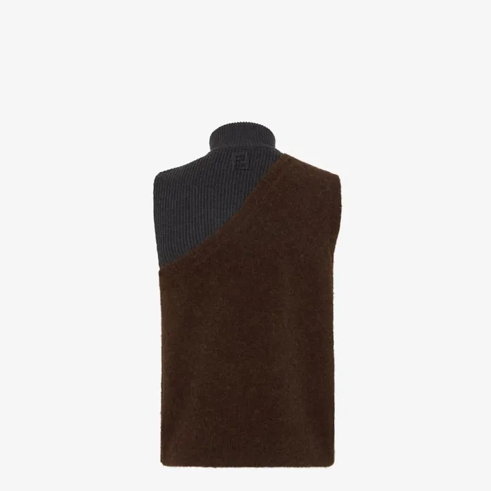 Man Multicolour Alpaca And Wool Gilet Multicolour Fendi Knitwear
