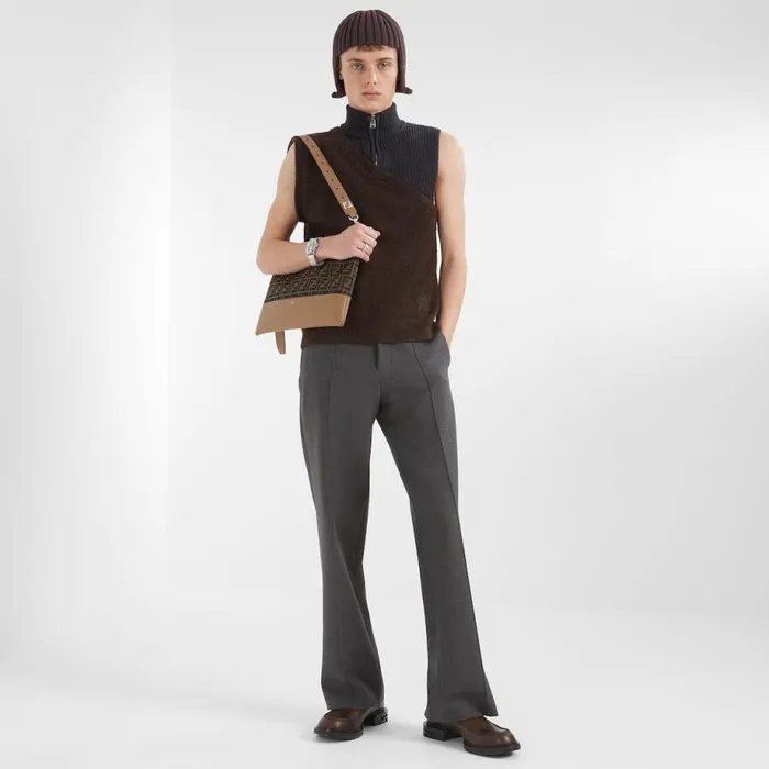 Man Multicolour Alpaca And Wool Gilet Multicolour Fendi Knitwear