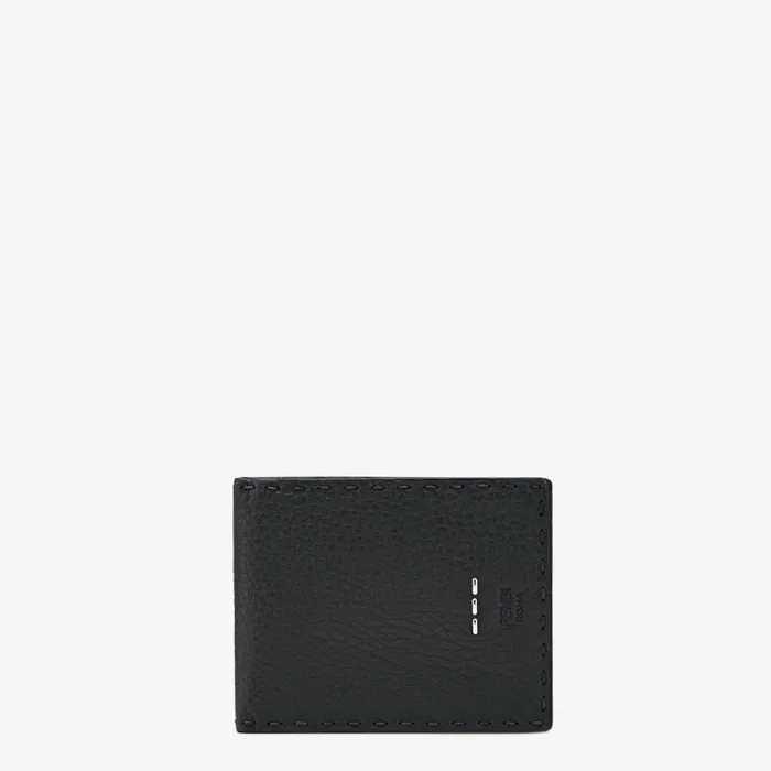 Man Selleria BiFold Wallet In Black Leather Black Fendi Wallets
