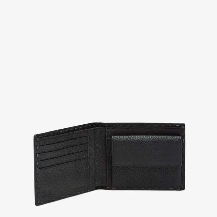 Man Selleria BiFold Wallet In Black Leather Black Fendi Wallets