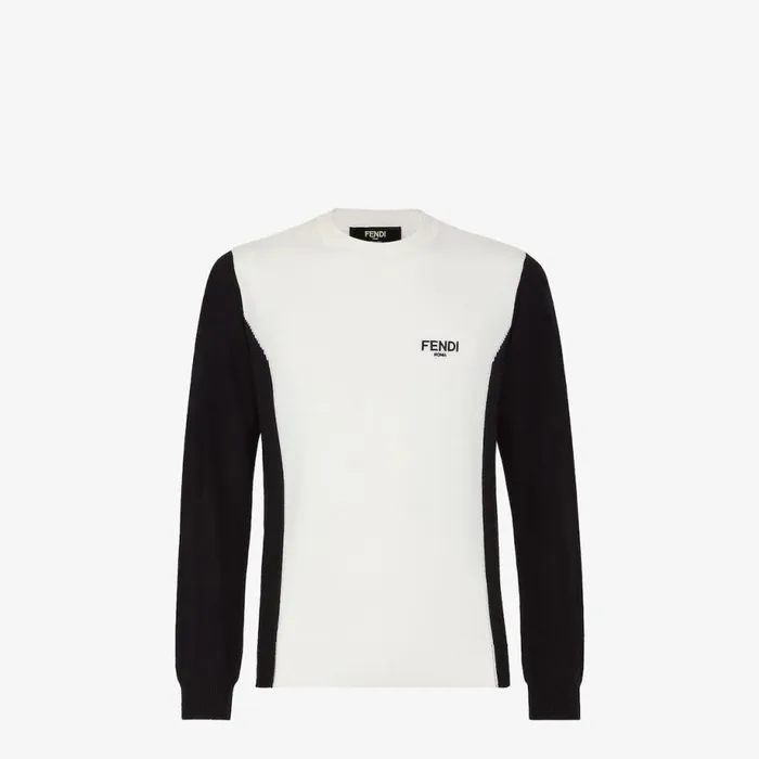 Man White Knit Pullover White Fendi Skiwear