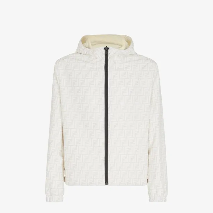 Man White Nylon Jacket White Fendi Coats and Outerwear