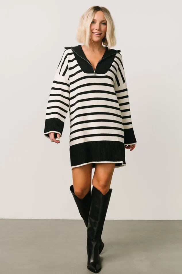 Manon Sweater Dress Black Stripe Women Baltic Born Sweaters