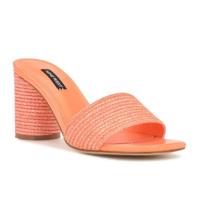Mapeli Heeled Slide Sandals Orange Women Nine West Dress Mapeli Heeled Slide Sandals Orange Women Nine West Dress