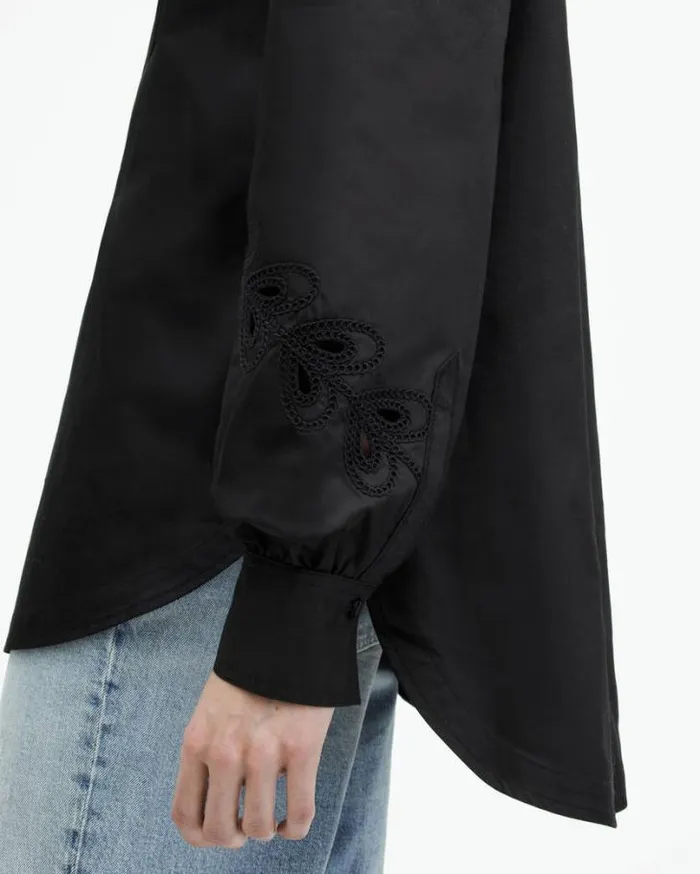 Marcie Embroidered Val Relaxed Fit Shirt Black Women AllSaints Tops and Shirts Marcie Embroidered Val Relaxed Fit Shirt Black Women AllSaints Tops and Shirts