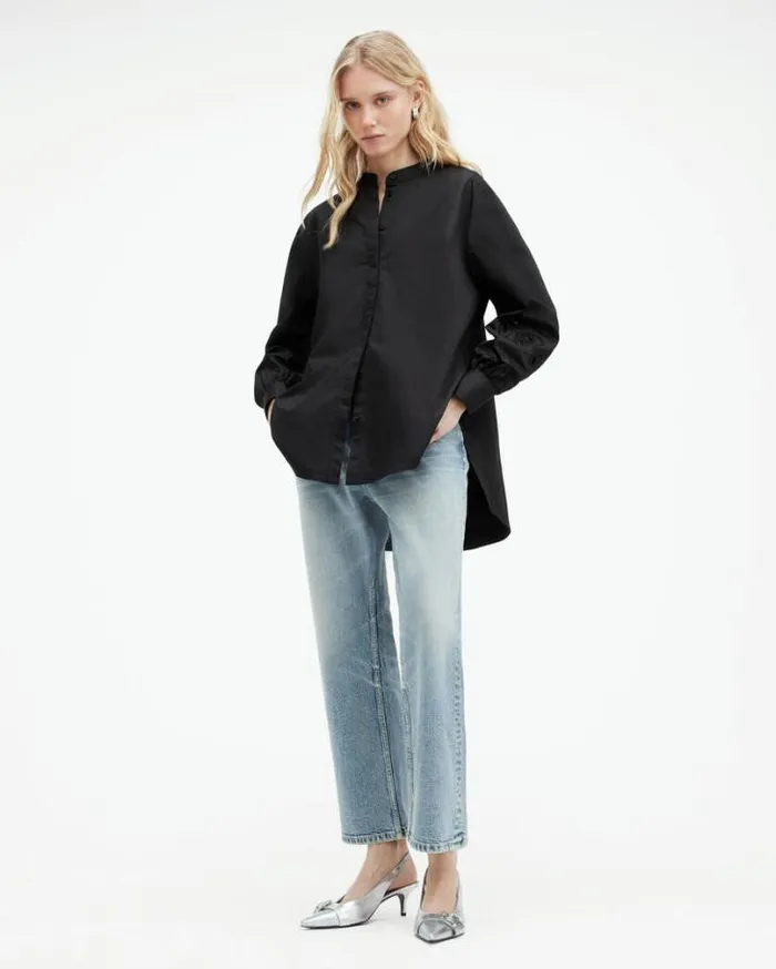 Marcie Embroidered Val Relaxed Fit Shirt Black Women AllSaints Tops and Shirts Marcie Embroidered Val Relaxed Fit Shirt Black Women AllSaints Tops and Shirts