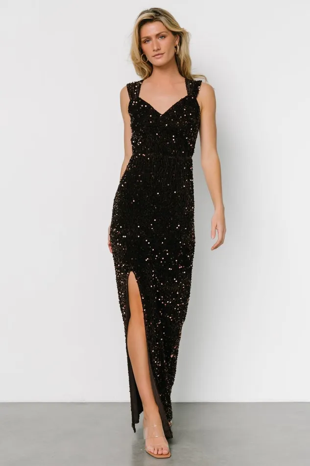 Marilyn Sequin Maxi Gown Dark Brown Women Baltic Born Embellished Sequin Marilyn Sequin Maxi Gown Dark Brown Women Baltic Born Embellished Sequin