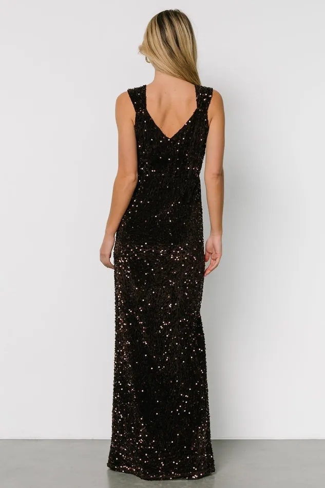 Marilyn Sequin Maxi Gown Dark Brown Women Baltic Born Embellished Sequin Marilyn Sequin Maxi Gown Dark Brown Women Baltic Born Embellished Sequin
