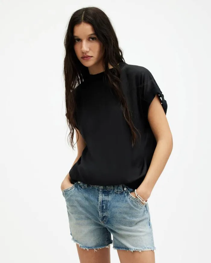 Marti Crochet Sleeveless Tank Top Black Women AllSaints TShirts