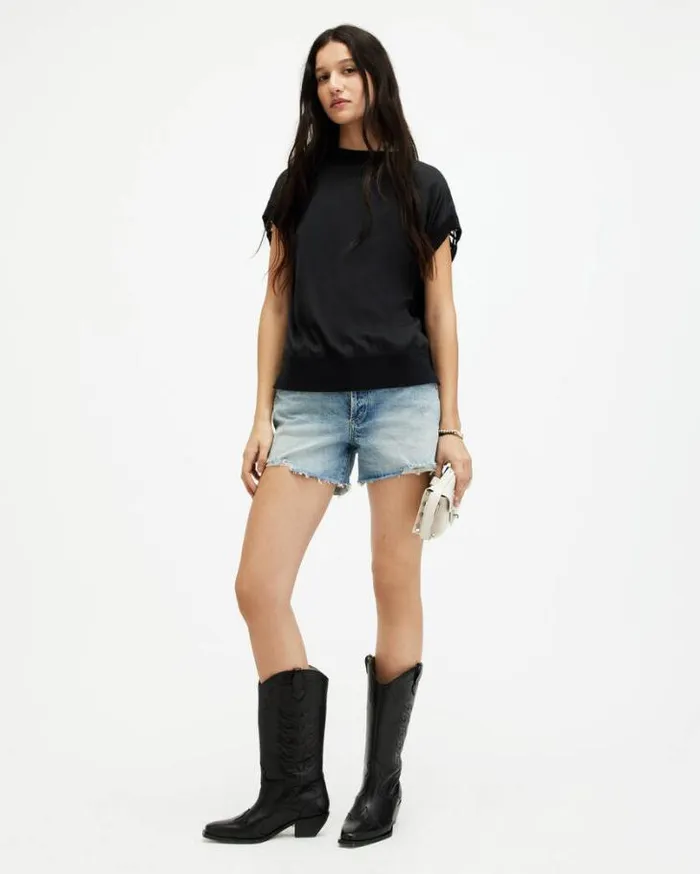 Marti Crochet Sleeveless Tank Top Black Women AllSaints TShirts