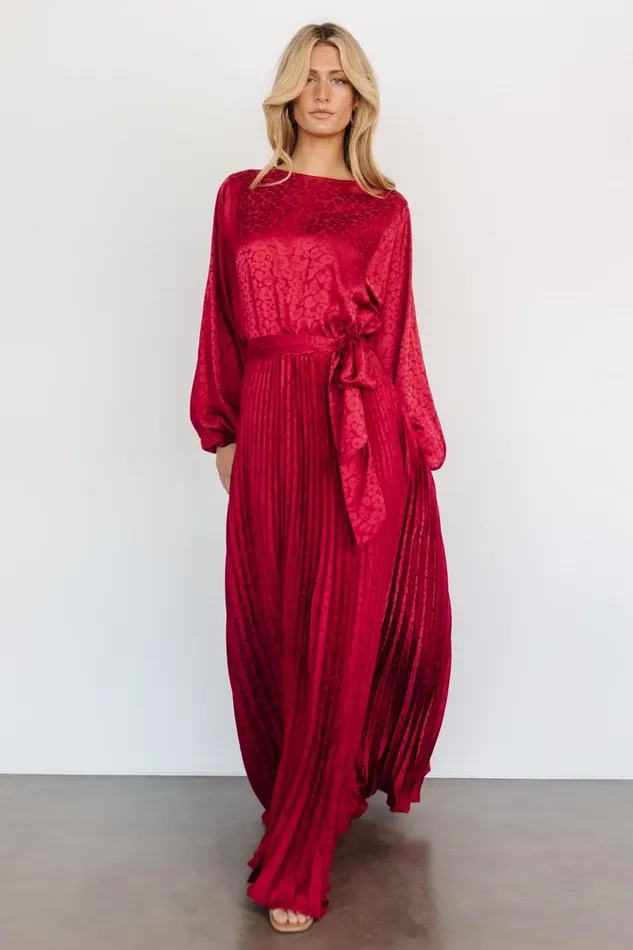 Marva Pleated Maxi Dress Wine Women Baltic Born Mother Of The Bride