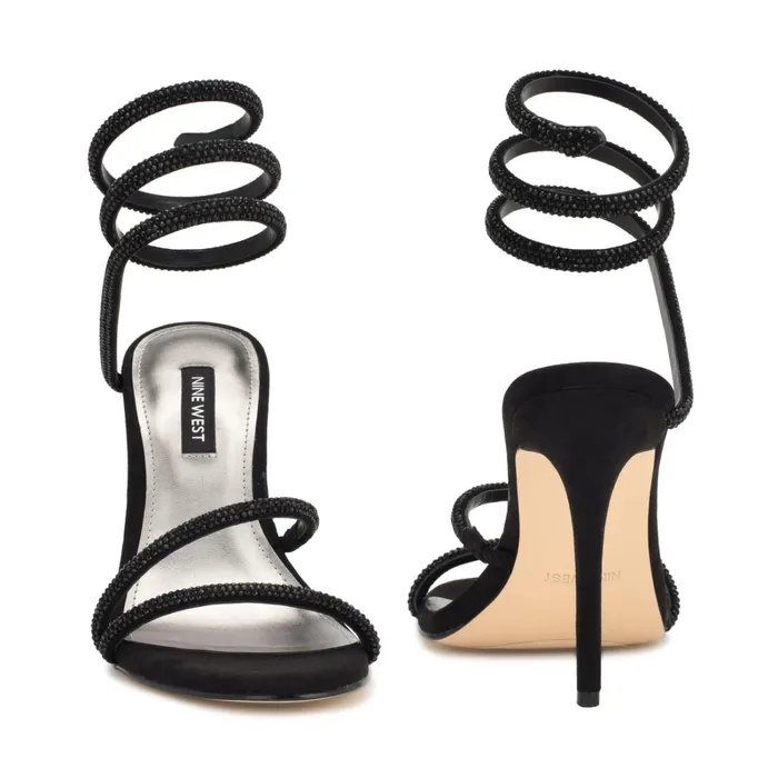 Maskil Ankle Wrap Heeled Sandals Black Suede Women Nine West Dress Maskil Ankle Wrap Heeled Sandals Black Suede Women Nine West Dress
