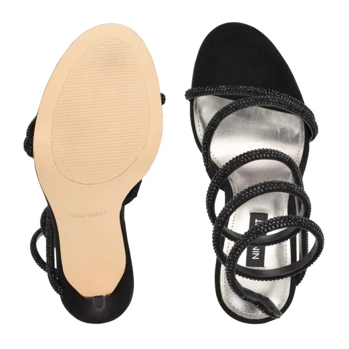 Maskil Ankle Wrap Heeled Sandals Black Suede Women Nine West Dress Maskil Ankle Wrap Heeled Sandals Black Suede Women Nine West Dress