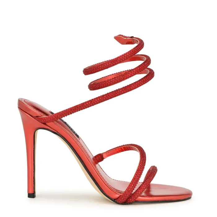 Maskil Ankle Wrap Heeled Sandals Red Women Nine West High Heels