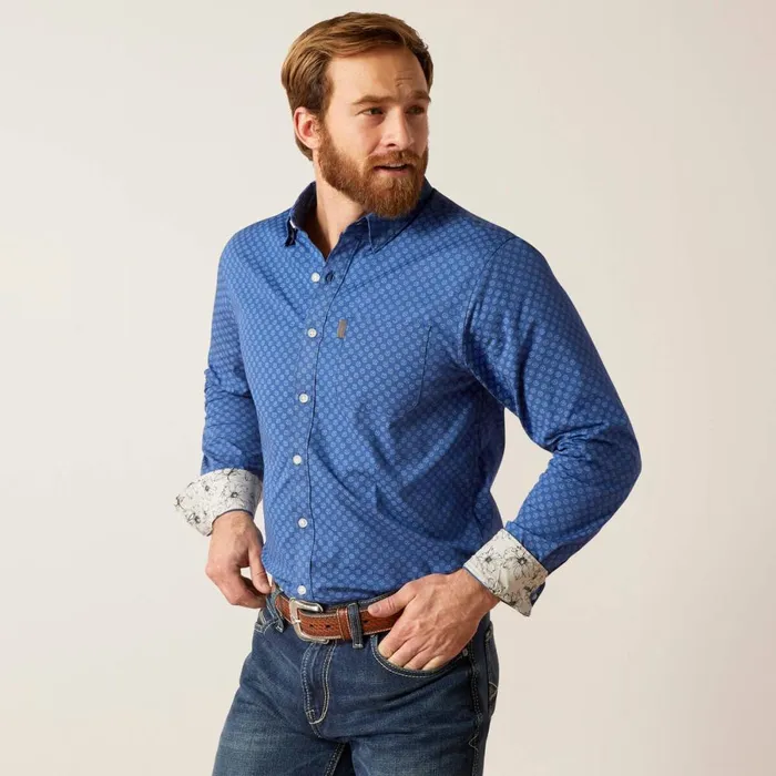 Maxwell Stretch Modern Fit Shirt Blue Men Ariat Button Down Shirts