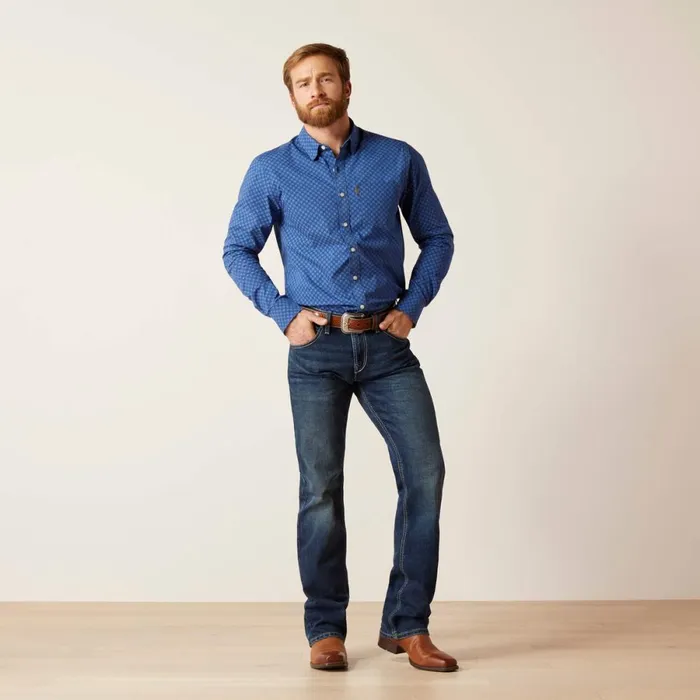 Maxwell Stretch Modern Fit Shirt Blue Men Ariat Button Down Shirts Maxwell Stretch Modern Fit Shirt Blue Men Ariat Button Down Shirts