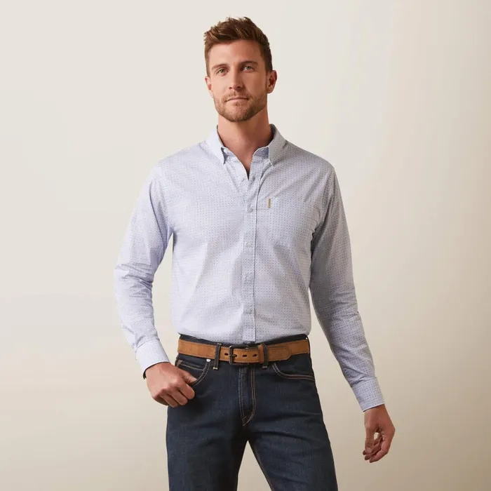 Medallion Stretch Modern Fit Shirt White Men Ariat Button Down Shirts