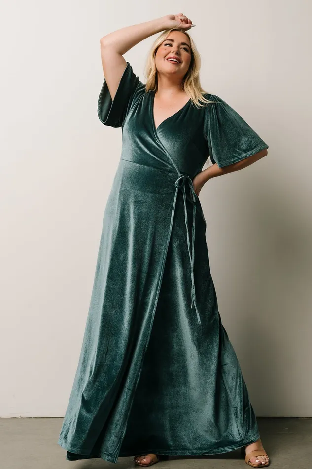 Meghan Velvet Wrap Maxi Dress Persian Blue Women Baltic Born Bump Friendly Meghan Velvet Wrap Maxi Dress Persian Blue Women Baltic Born Bump Friendly