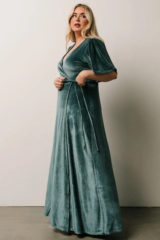 Meghan Velvet Wrap Maxi Dress Persian Blue Women Baltic Born Bump Friendly Meghan Velvet Wrap Maxi Dress Persian Blue Women Baltic Born Bump Friendly
